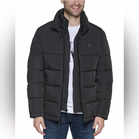 Calvin Klein Insulated Classic Puffer Jacket Ribbed Storm Grey S - Picture 1 of 9